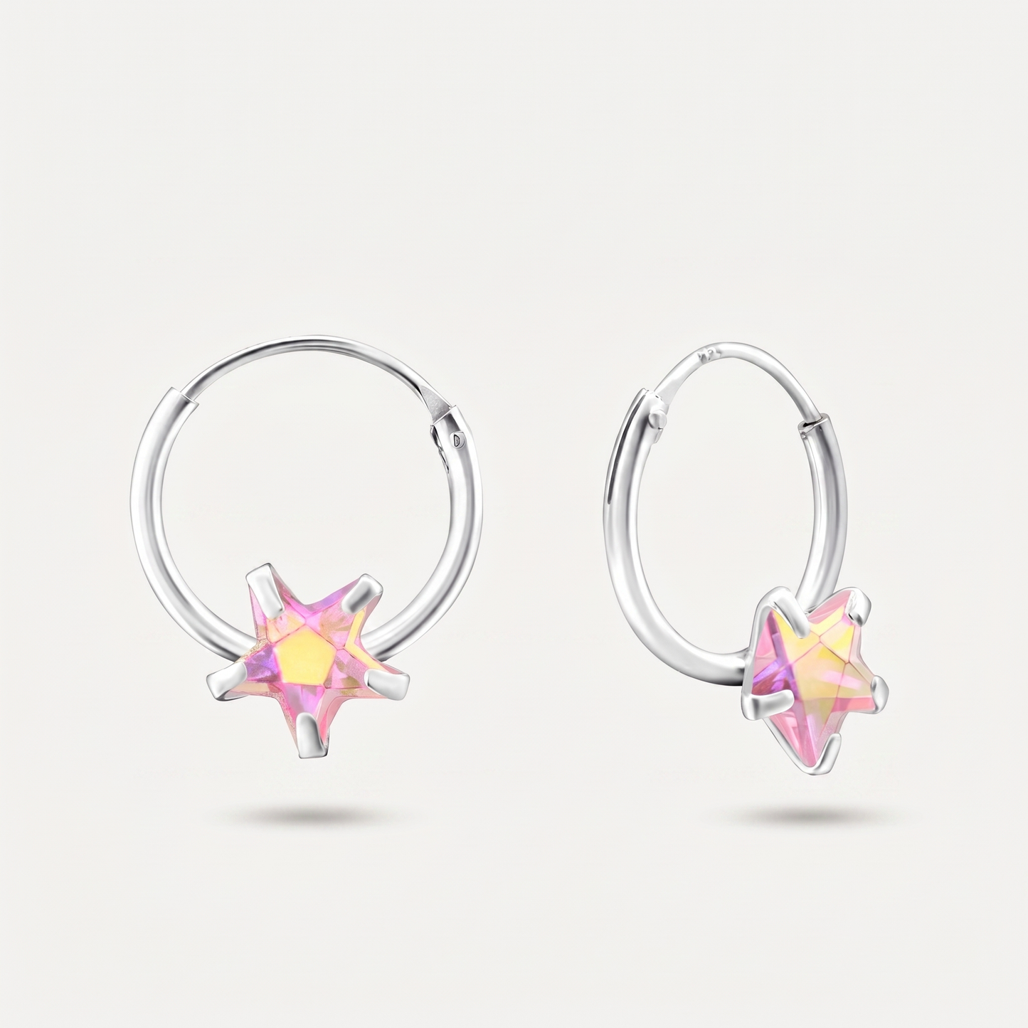 Aretes Estrella Rosa Plata S925