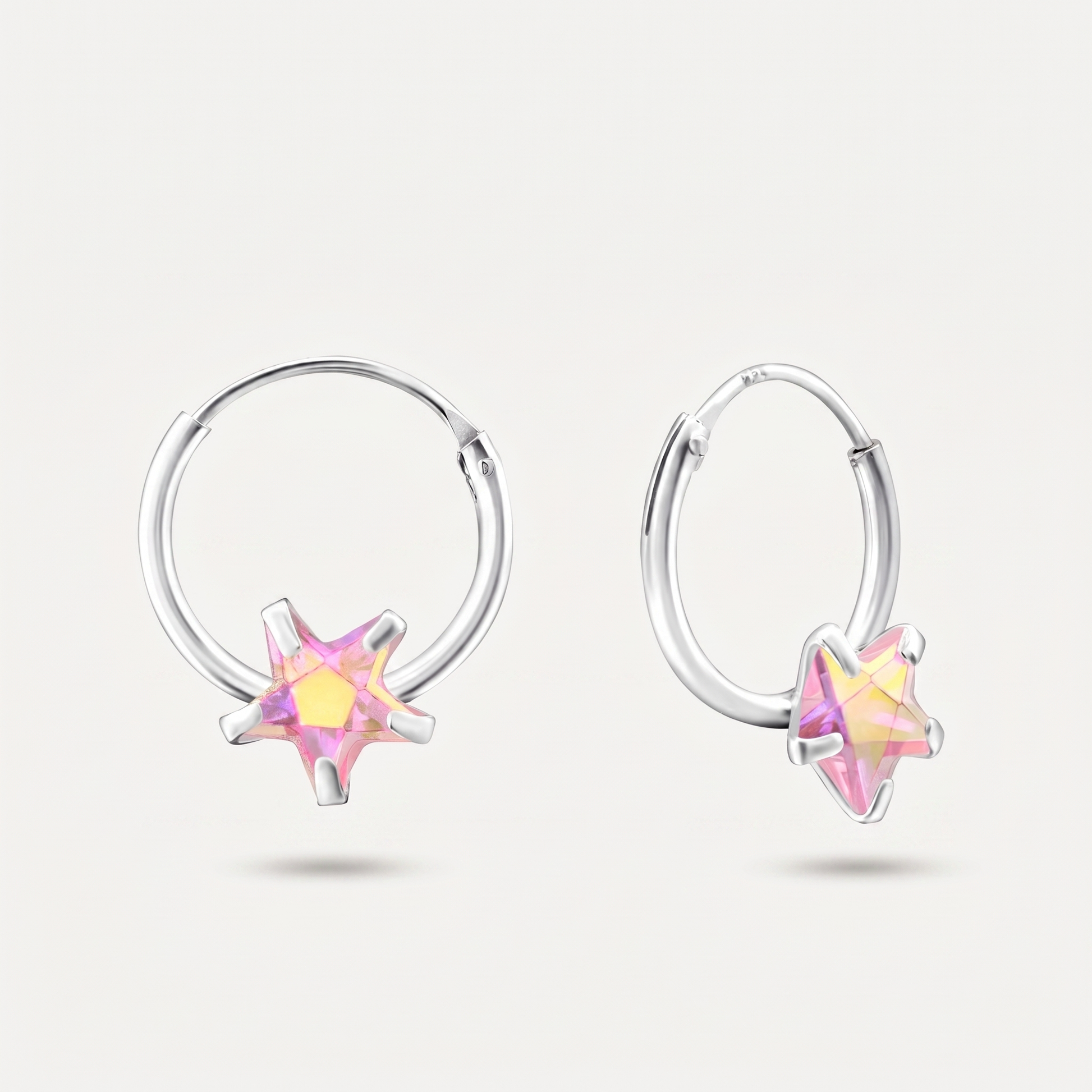 Aretes Estrella Rosa Plata S925