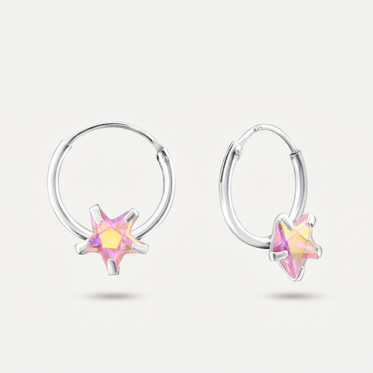 Aretes Estrella Rosa Plata S925