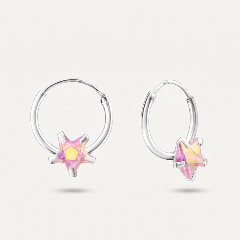Aretes Estrella Rosa Plata S925