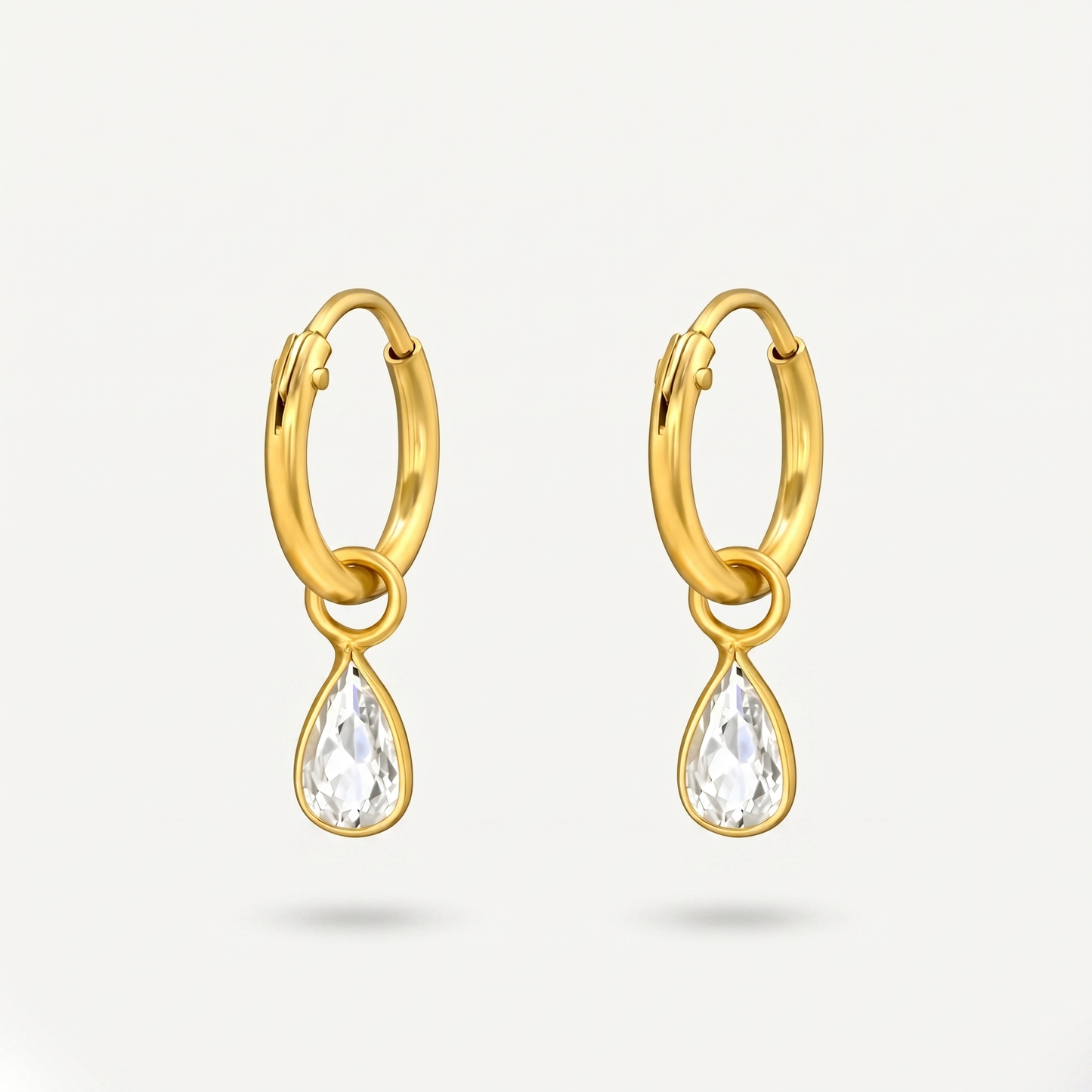 Aretes Gota Cristal Dorados Plata S925