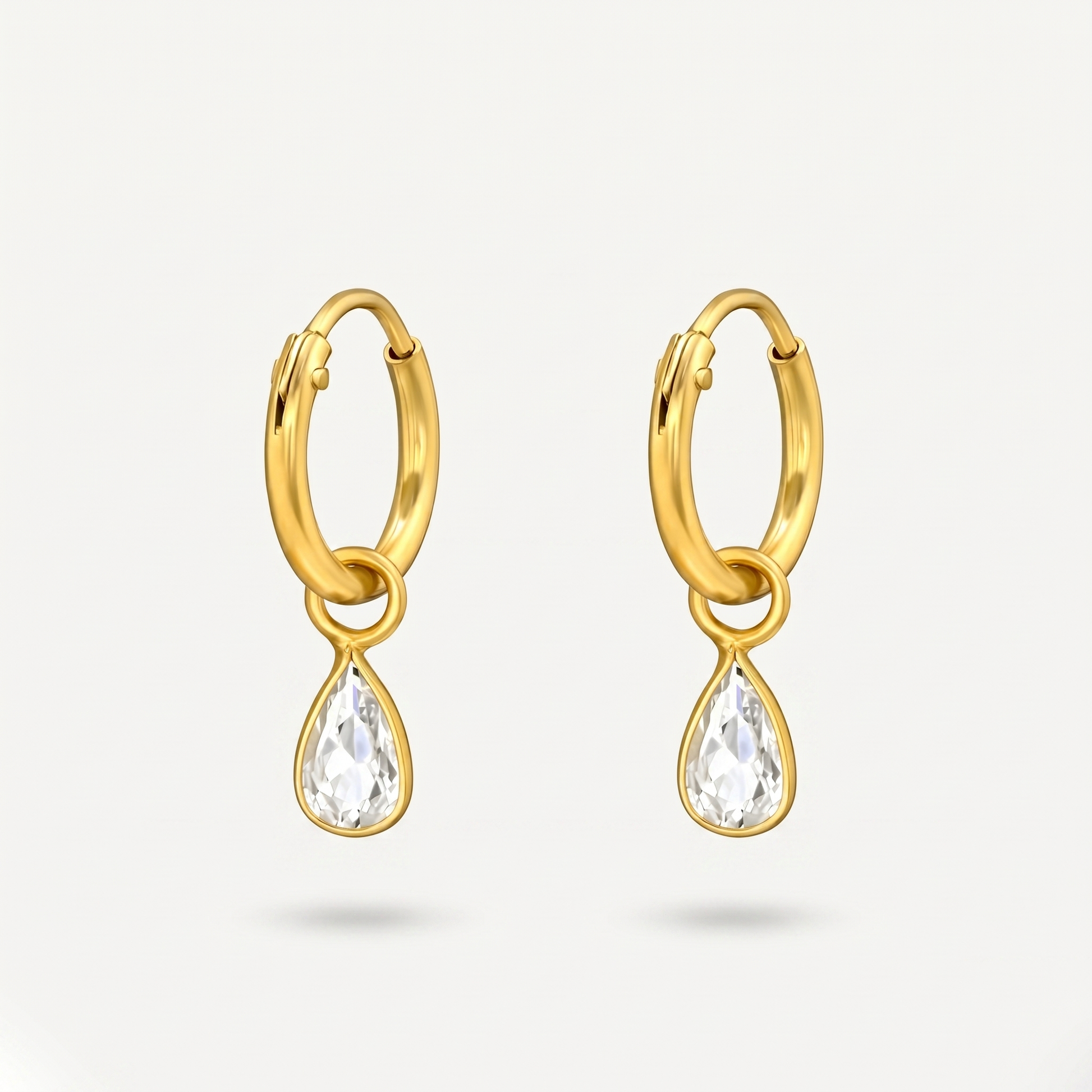Aretes Gota Cristal Dorados Plata S925