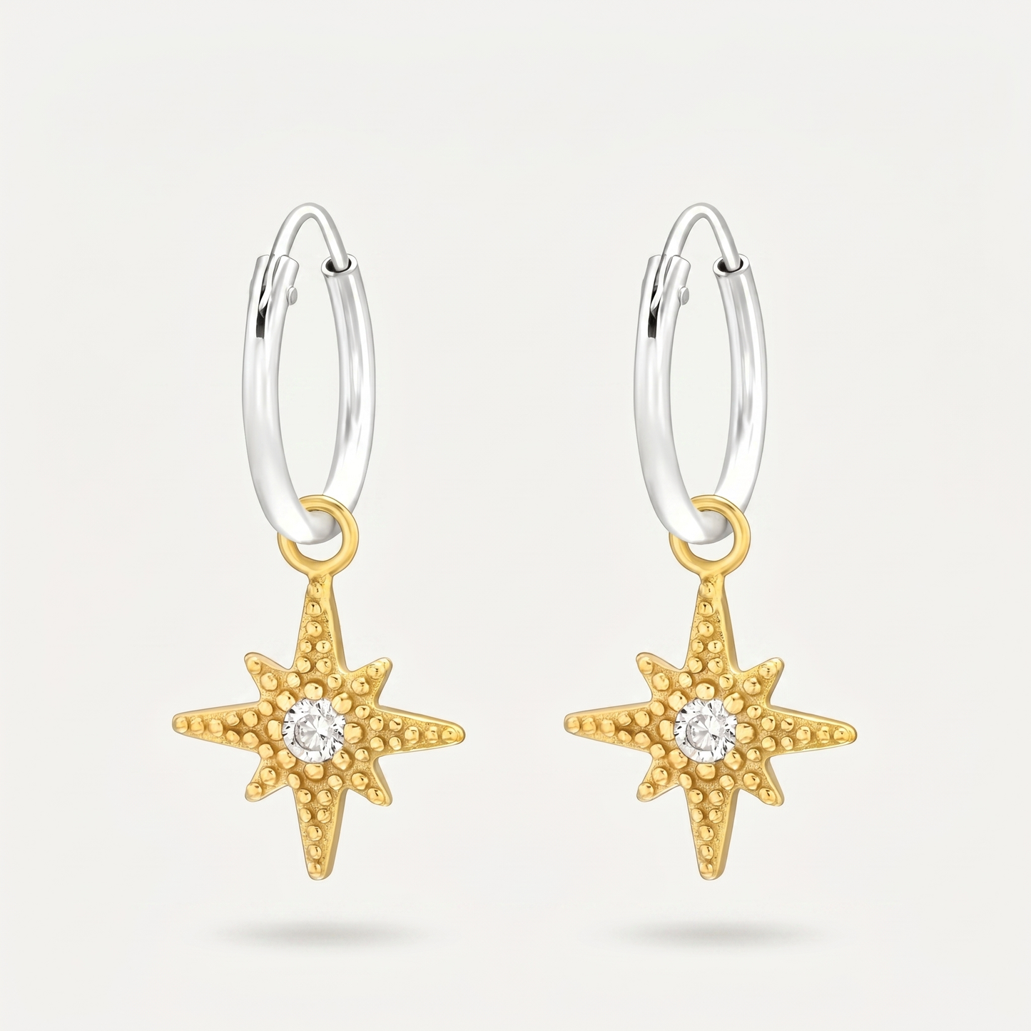 Aretes Estrella Polar Dorados Plata S925