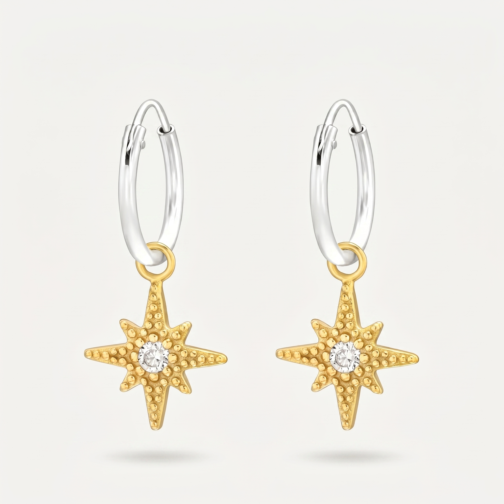 Aretes Estrella Polar Dorados Plata S925