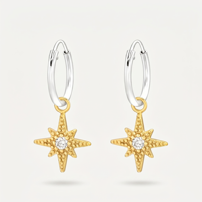 Aretes Estrella Polar Dorados Plata S925