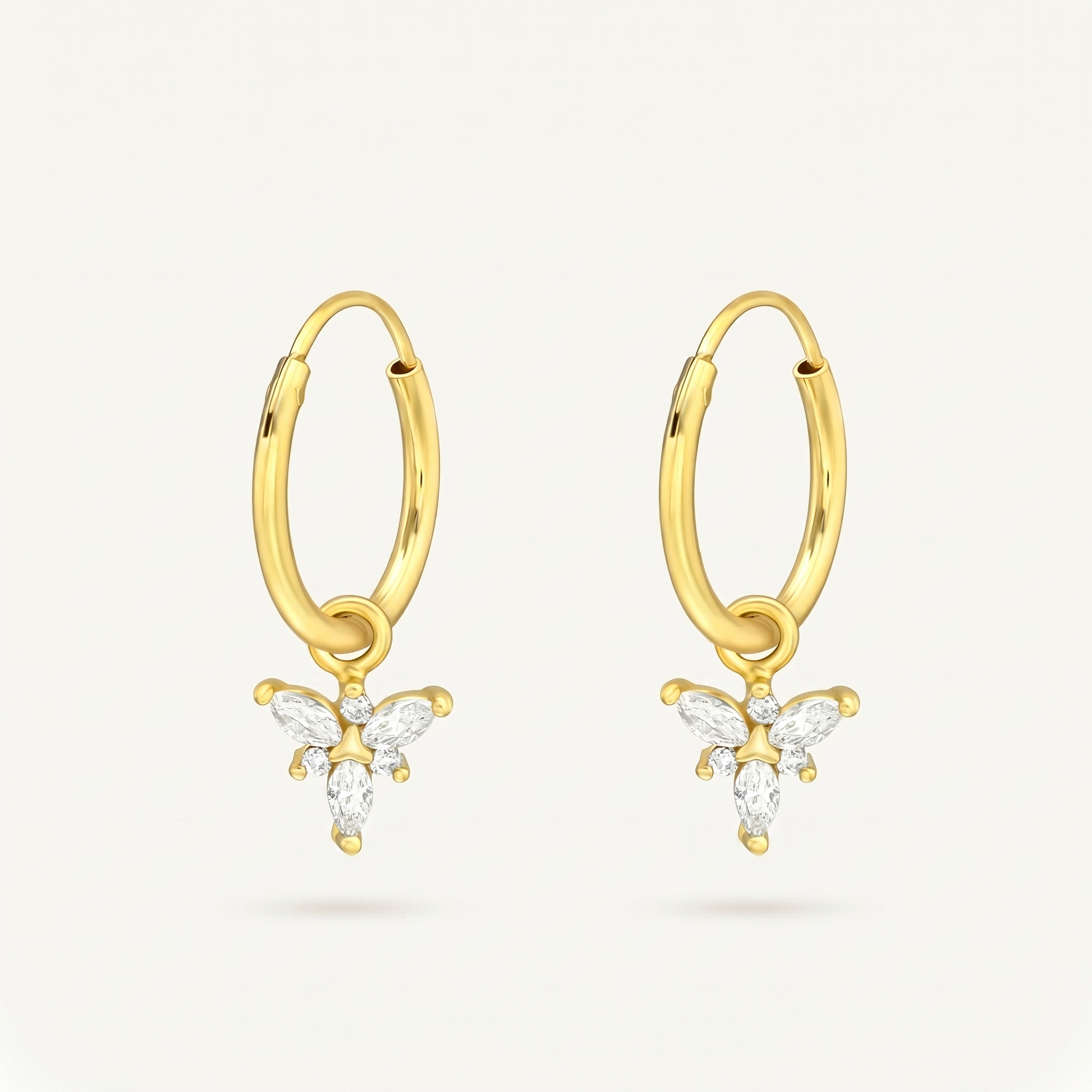 Aretes Abeja Cristal Dorados Plata S925