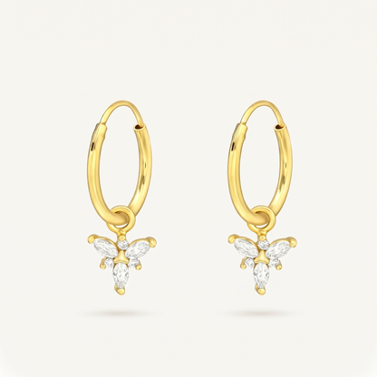 Aretes Abeja Cristal Dorados Plata S925