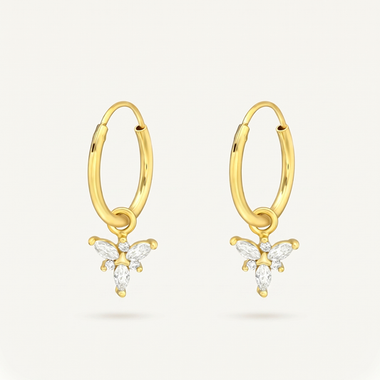 Aretes Abeja Cristal Dorados Plata S925
