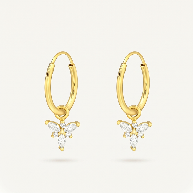 Aretes Abeja Cristal Dorados Plata S925