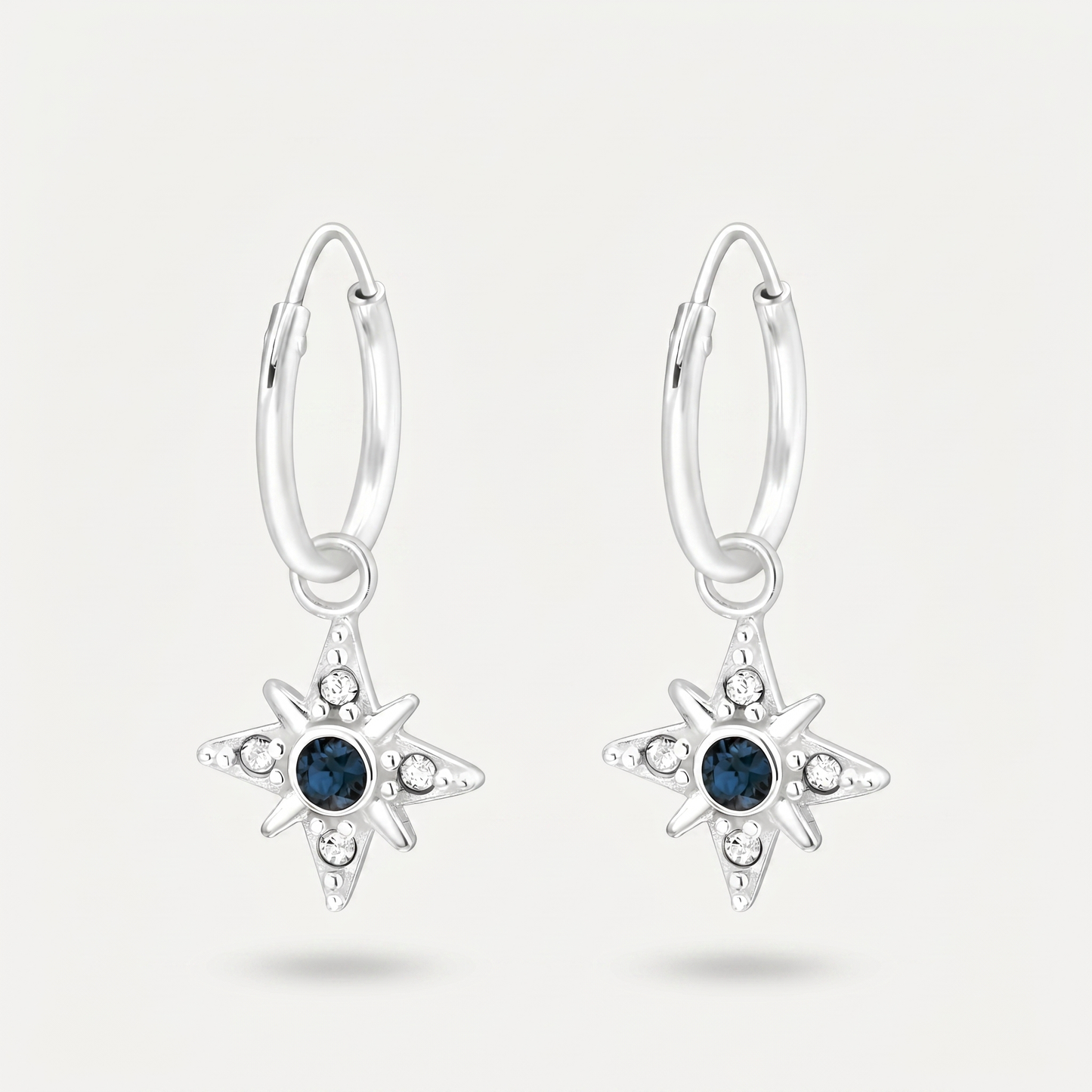 Aretes Estrella Polar Azul Plata S925