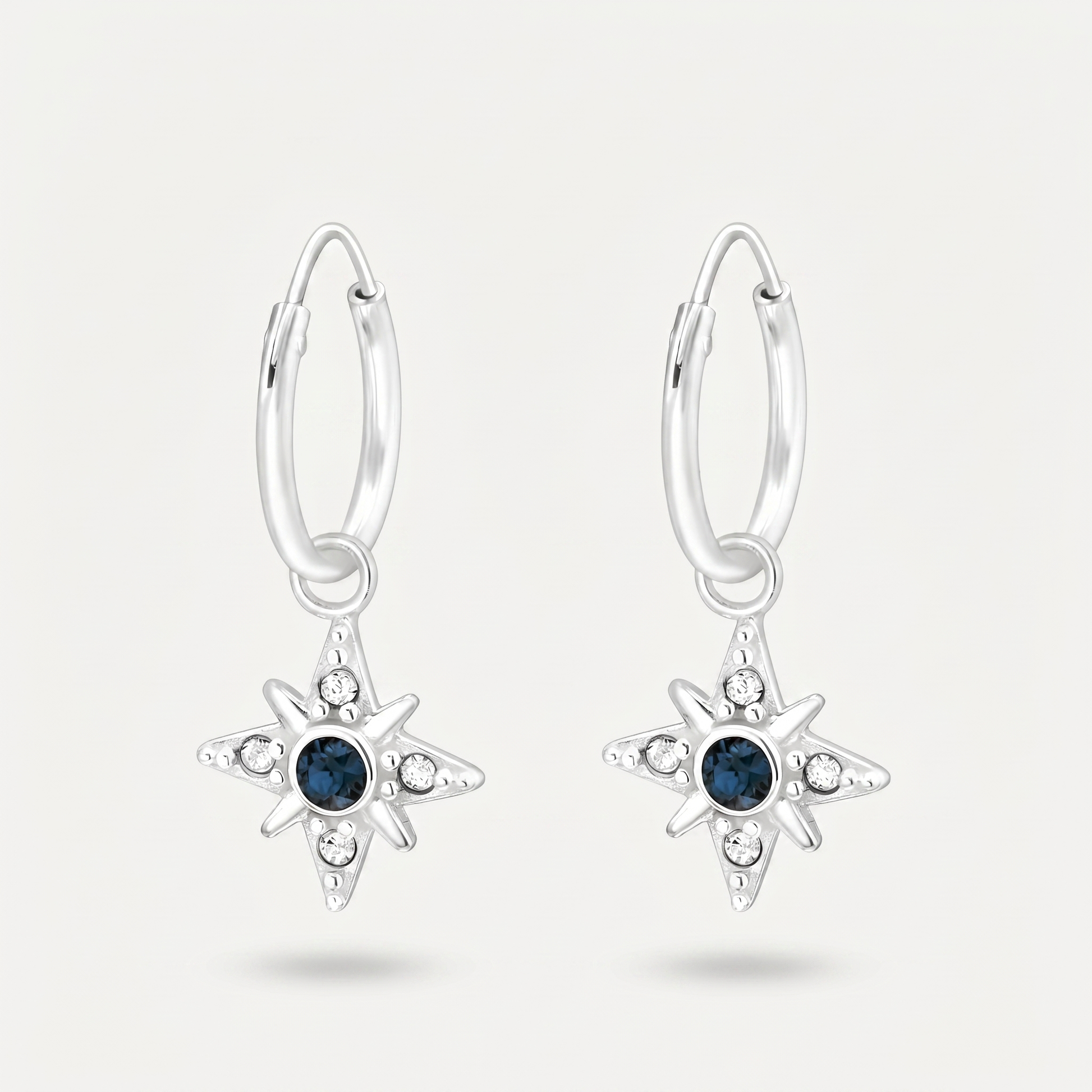 Aretes Estrella Polar Azul Plata S925