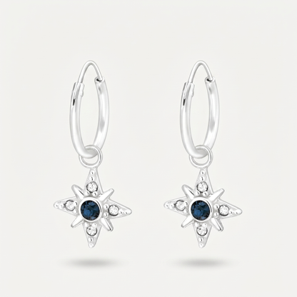 Aretes Estrella Polar Azul Plata S925