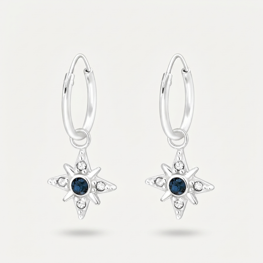 Aretes Estrella Polar Azul Plata S925