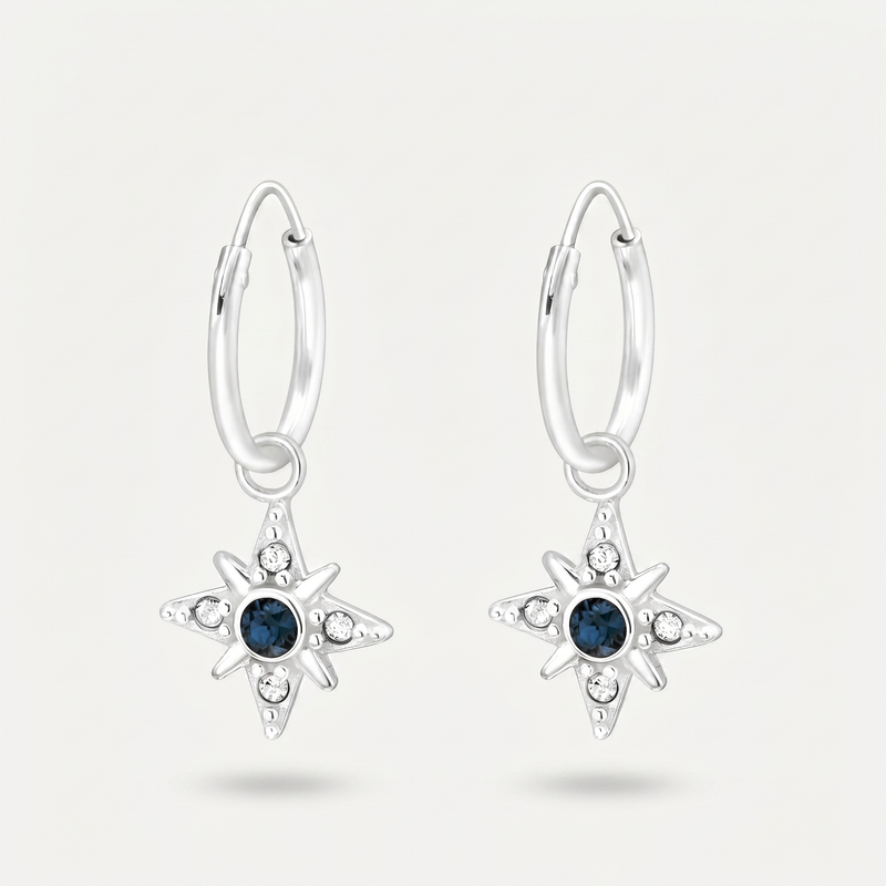 Aretes Estrella Polar Azul Plata S925