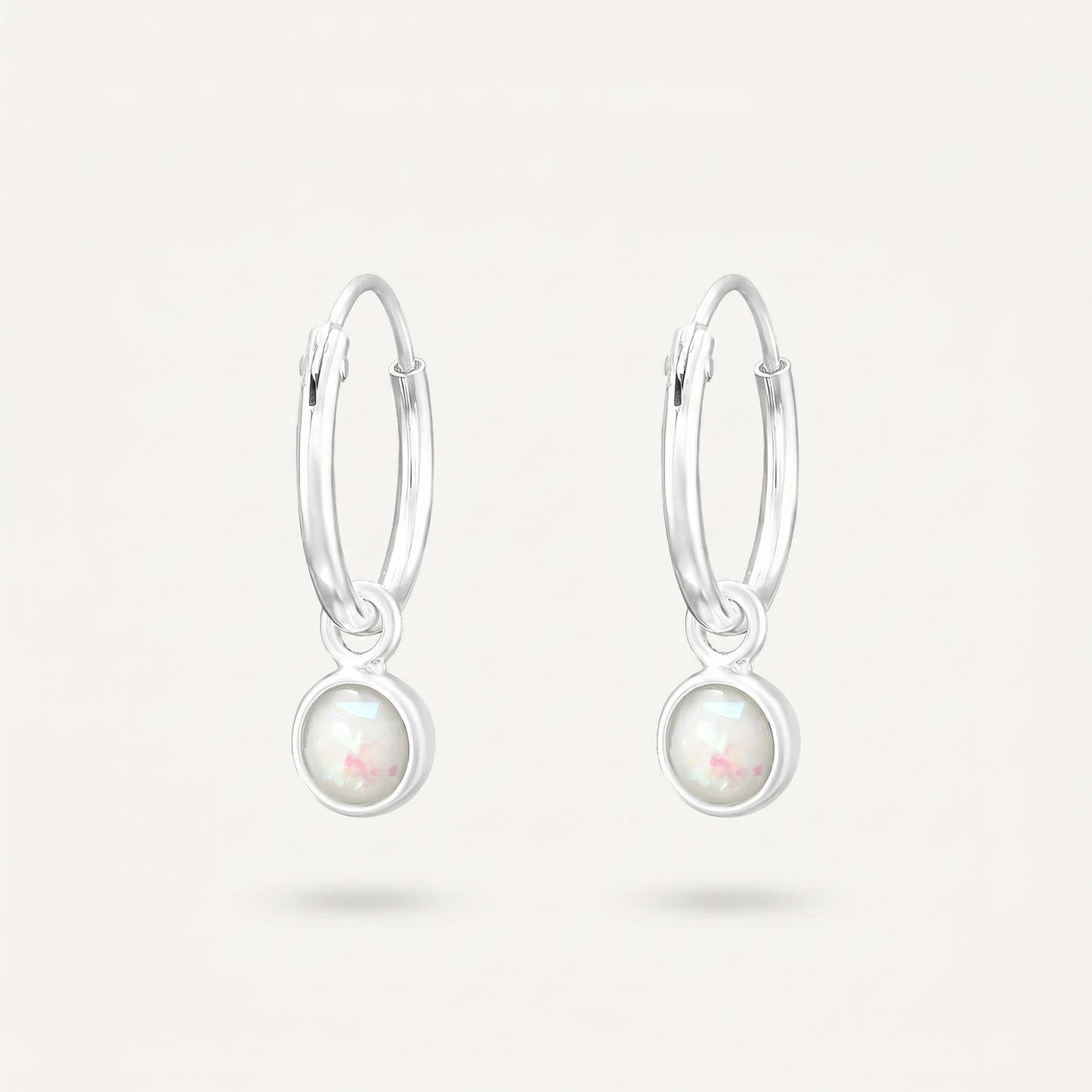 Aretes Ópalo Blanco Plata S925
