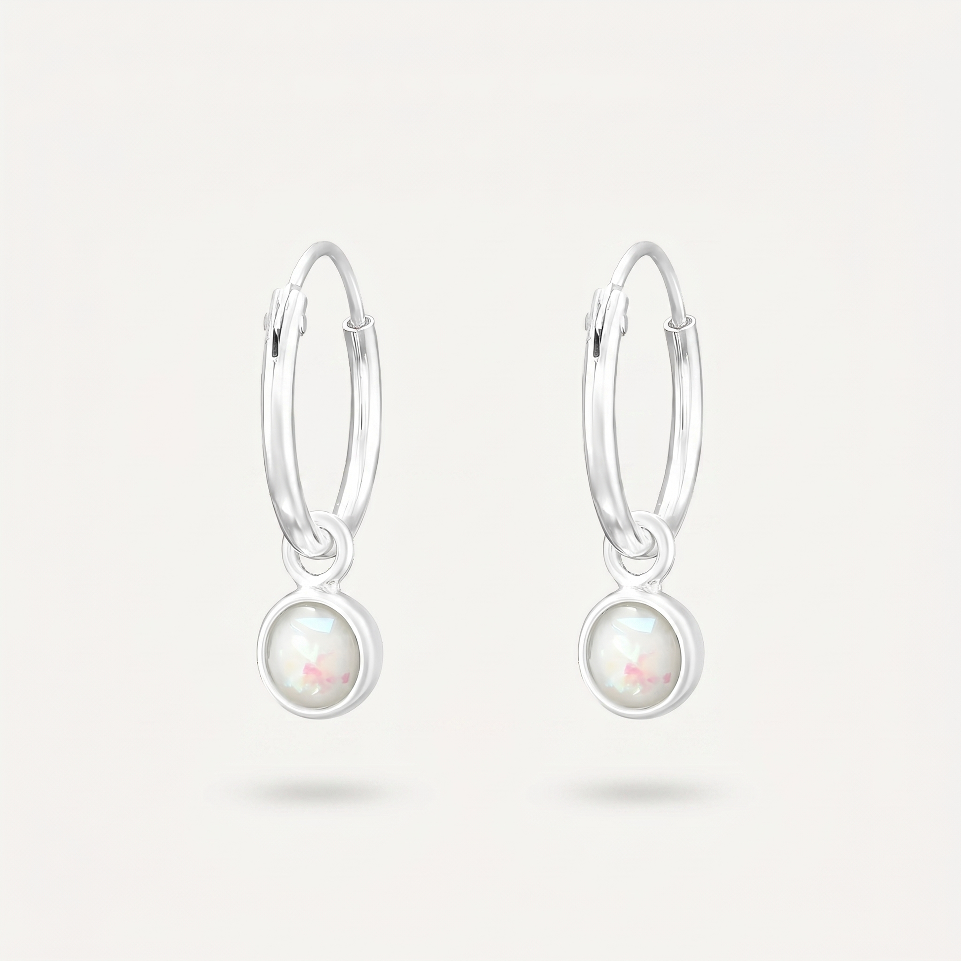 Aretes Ópalo Blanco Plata S925