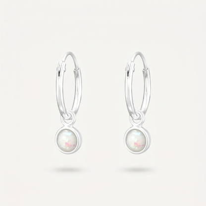 Aretes Ópalo Blanco Plata S925