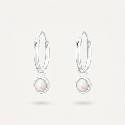 Aretes Ópalo Blanco Plata S925