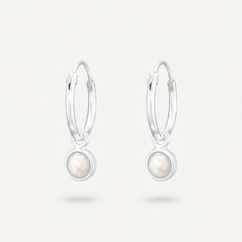 Aretes Ópalo Blanco Plata S925