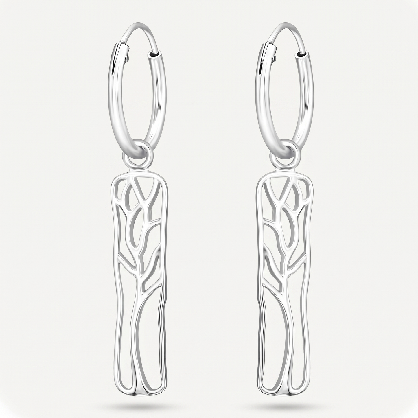 Aretes Barra Árbol Plata S925