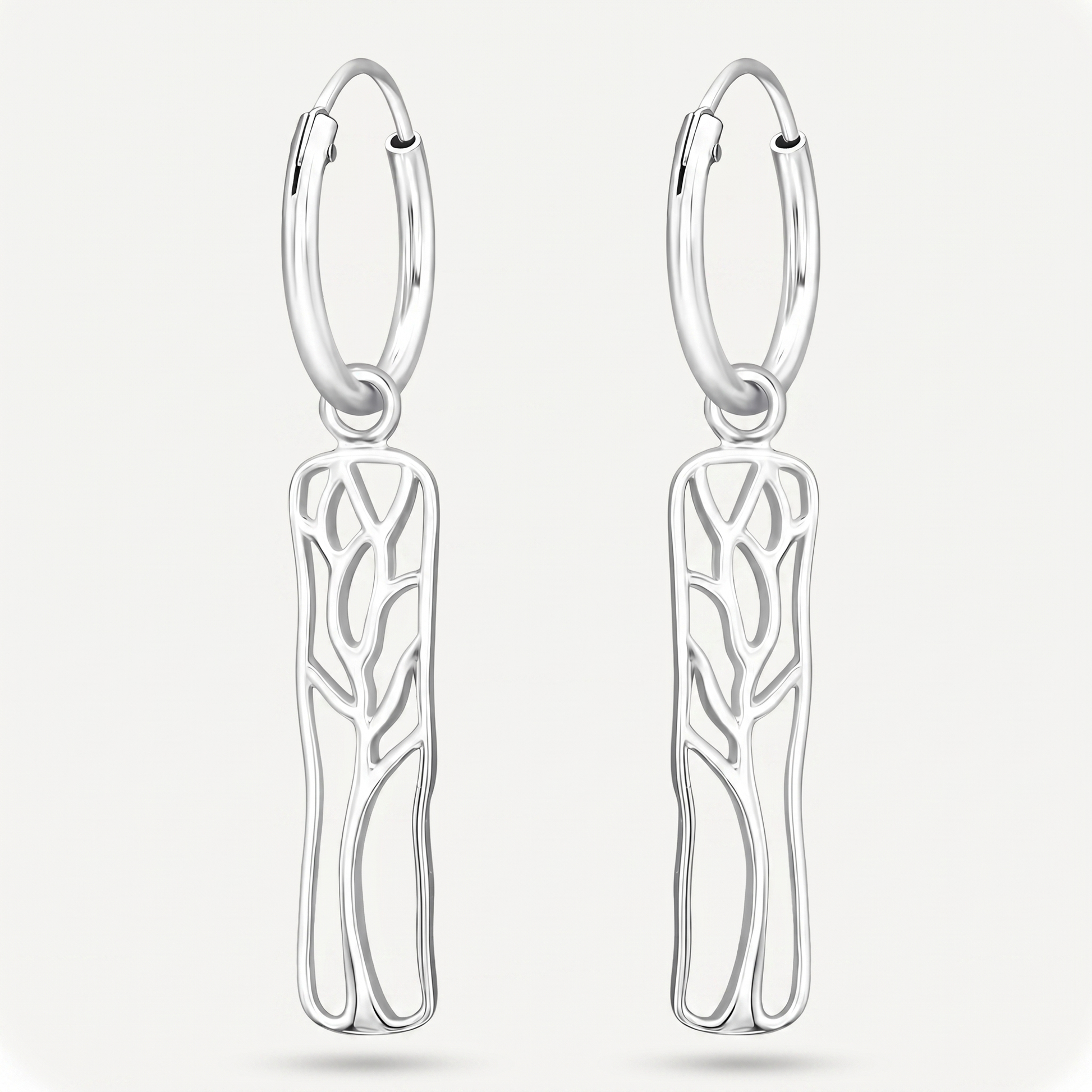 Aretes Barra Árbol Plata S925