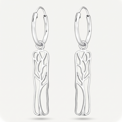 Aretes Barra Árbol Plata S925