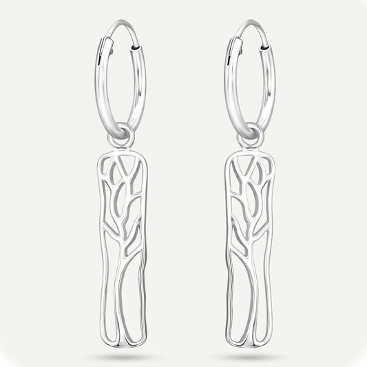 Aretes Barra Árbol Plata S925