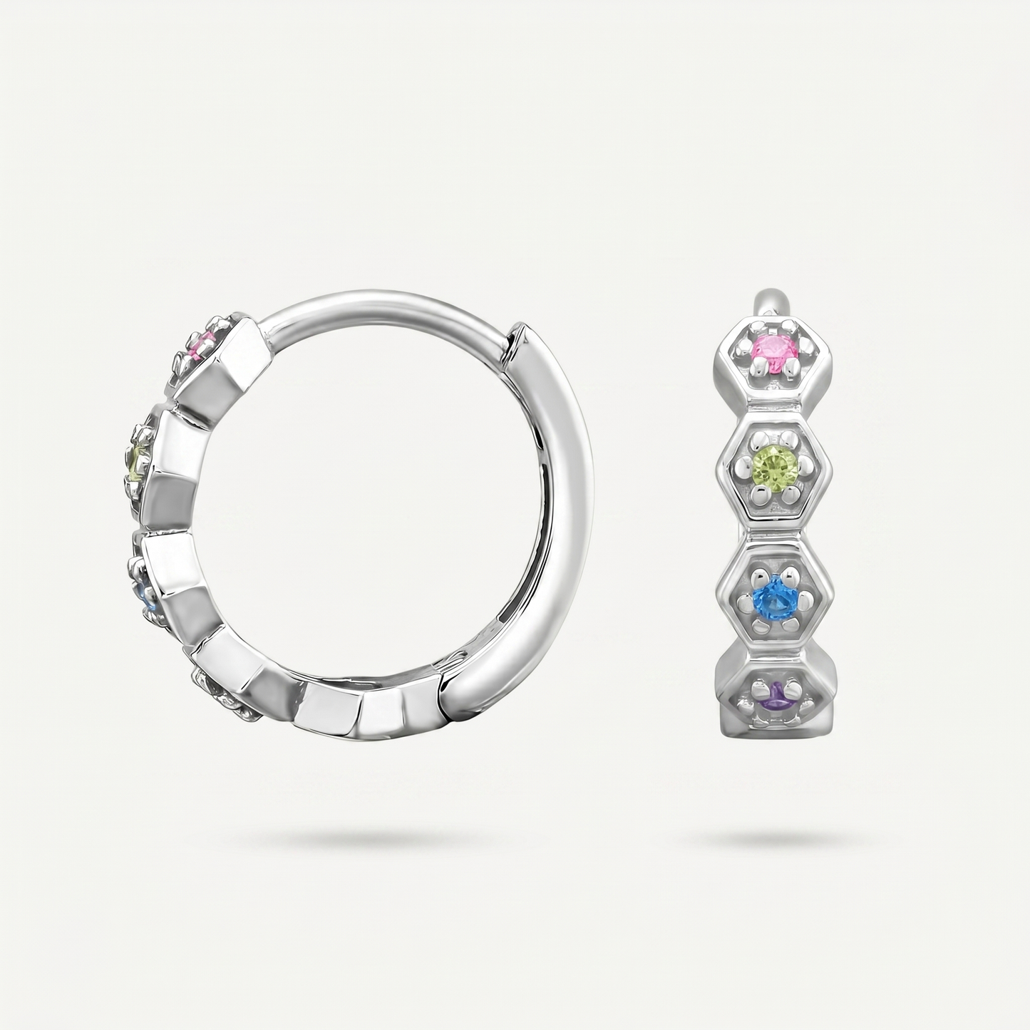 Aretes Argolla Arcoíris Plata S925