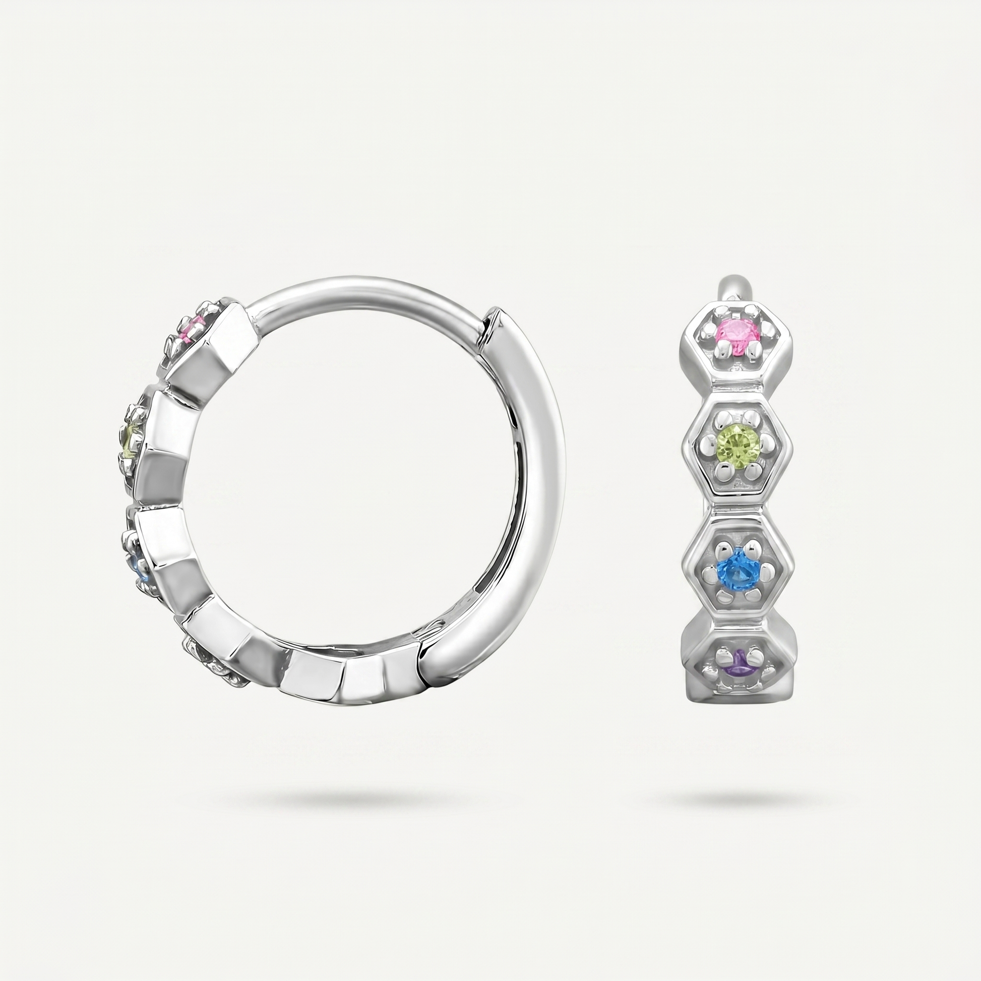 Aretes Argolla Arcoíris Plata S925