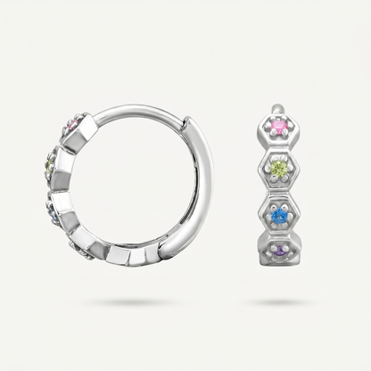 Aretes Argolla Arcoíris Plata S925