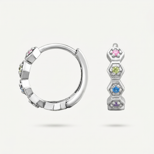 Aretes Argolla Arcoíris Plata S925