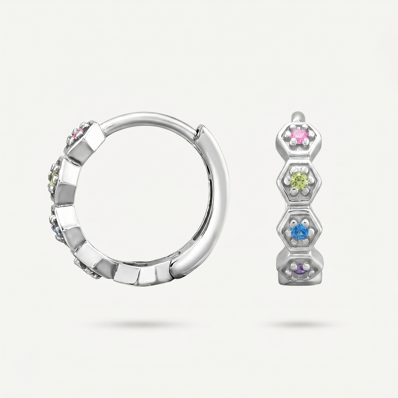 Aretes Argolla Arcoíris Plata S925
