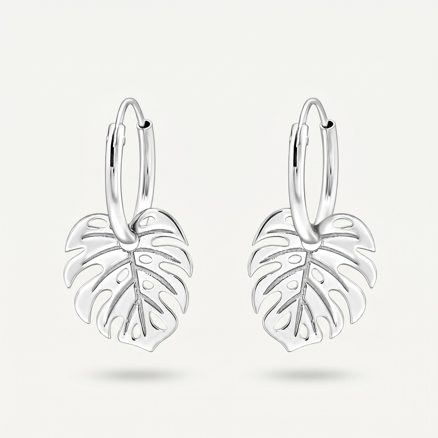 Aretes Hoja Monstera Plata S925
