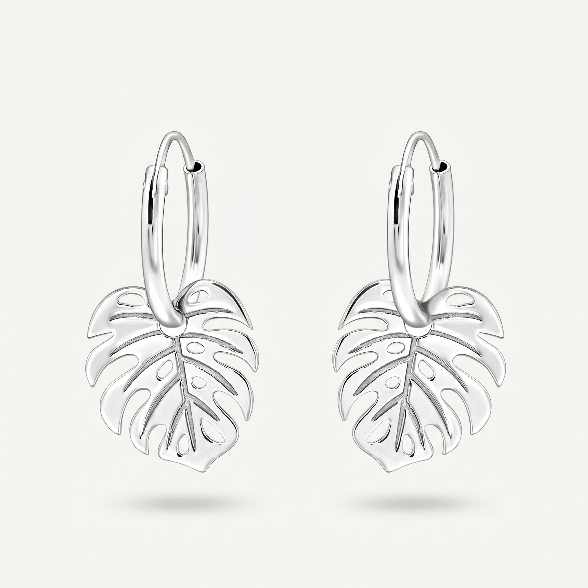 Aretes Hoja Monstera Plata S925