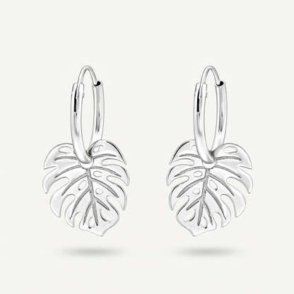 Aretes Hoja Monstera Plata S925