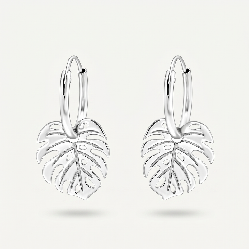 Aretes Hoja Monstera Plata S925