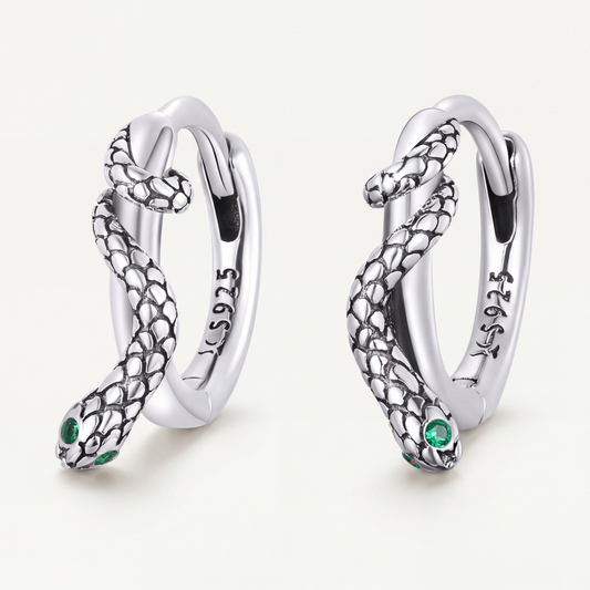 Aretes Argolla Plata S925 Serpiente