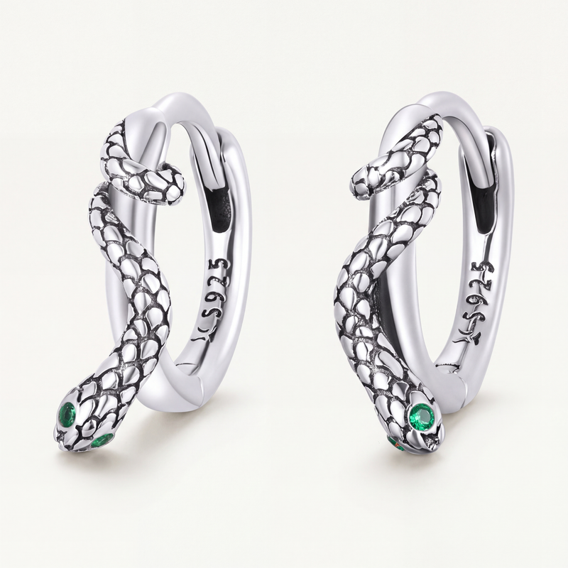 Aretes Argolla Plata S925 Serpiente