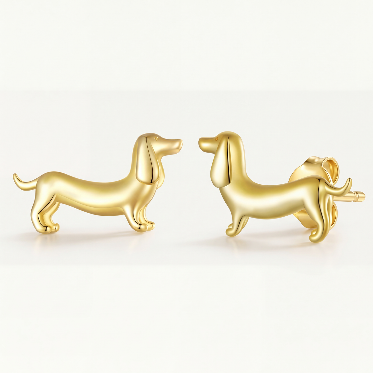 Aretes Dorados Plata S925 Salchicha