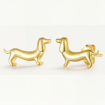 Aretes Dorados Plata S925 Salchicha