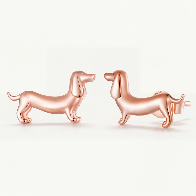 Aretes Oro Rosa Plata S925 Salchicha