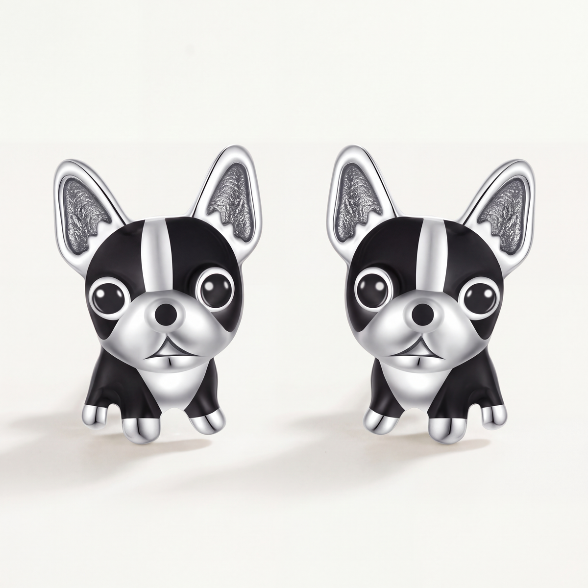 Aretes Plata S925 Bulldog Francés