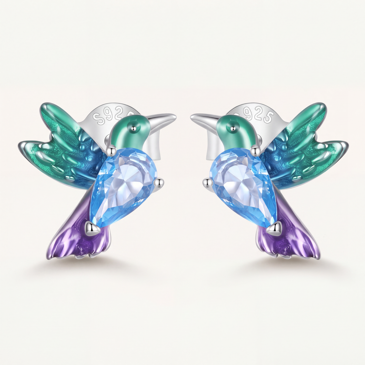 Aretes Plata S925 Colibrí