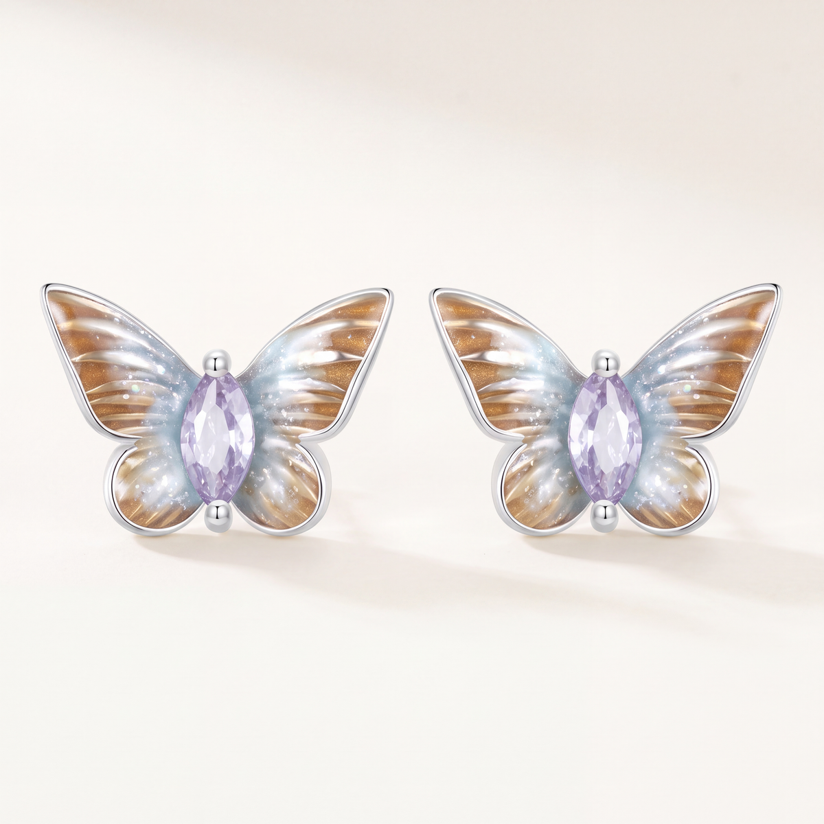 Aretes Plata S925 Mariposa Tornasol