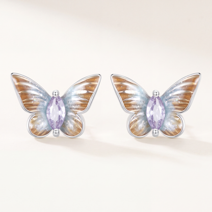 Aretes Plata S925 Mariposa Tornasol