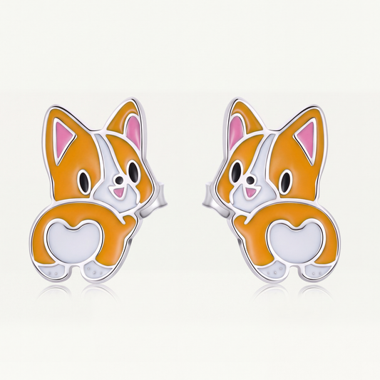Aretes Plata S925 Perrito Corgi