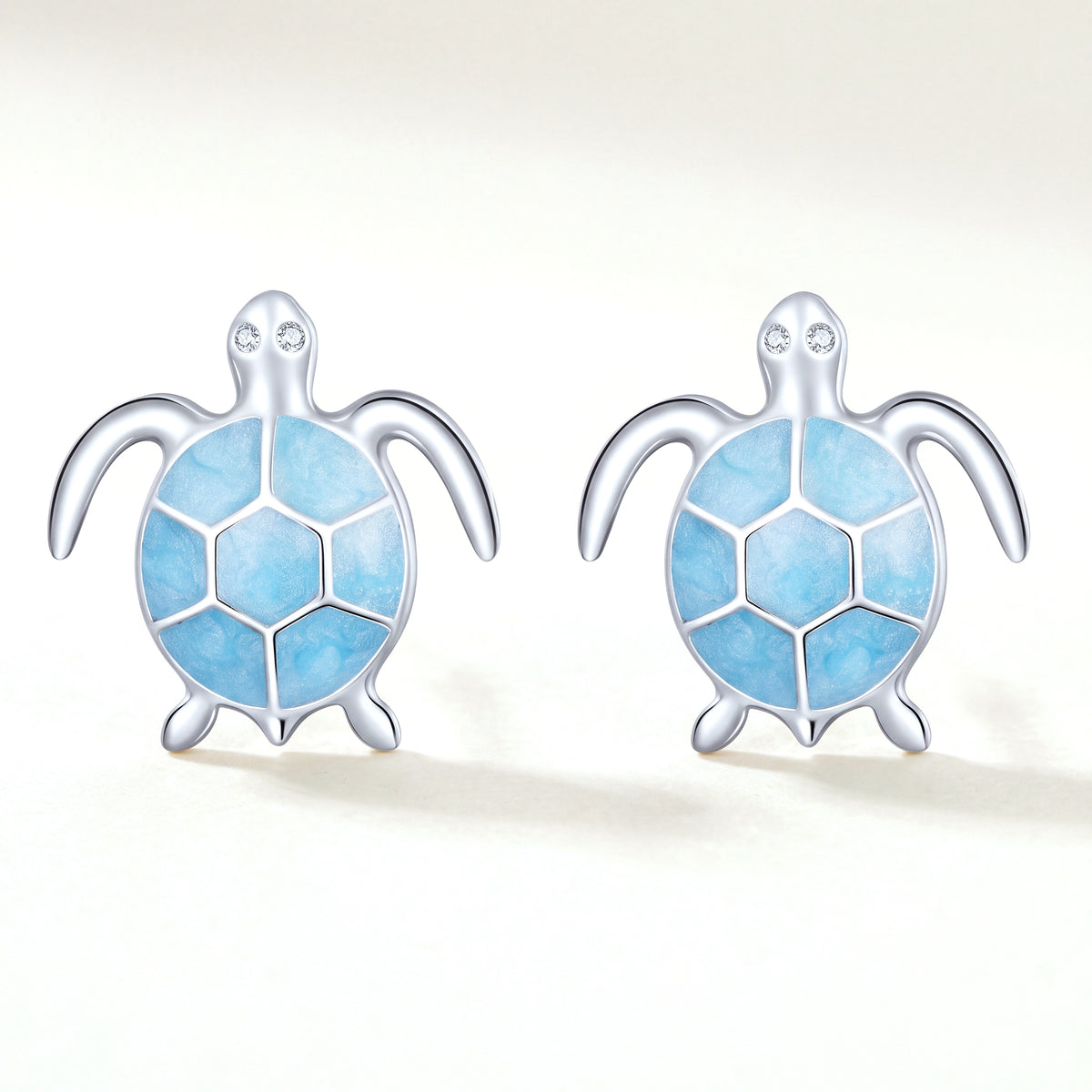 Aretes Plata S925 Tortuga Aqua