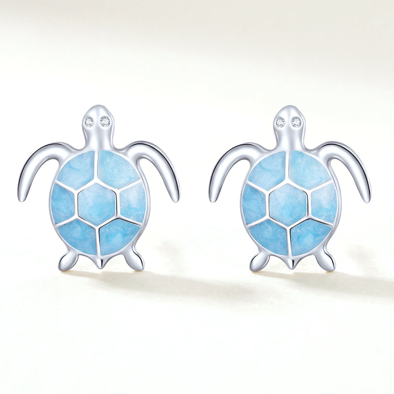 Aretes Plata S925 Tortuga Aqua