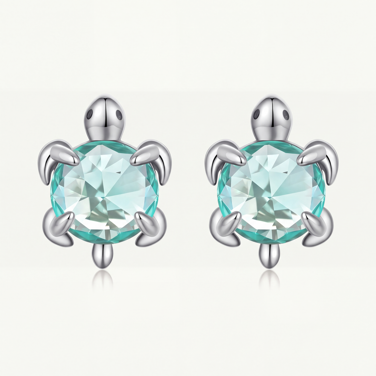 Aretes Plata S925 Tortuga Cuarzo Verde
