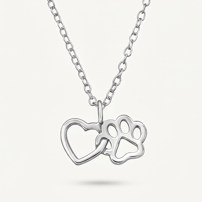 Collar Corazón y Huella Plata S925
